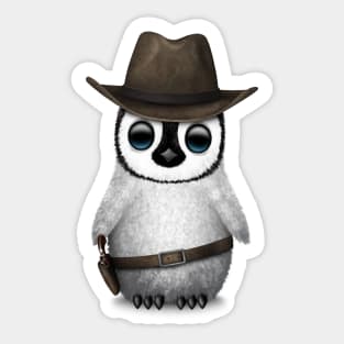 Cute Baby Penguin Wearing Cowboy Hat Sticker